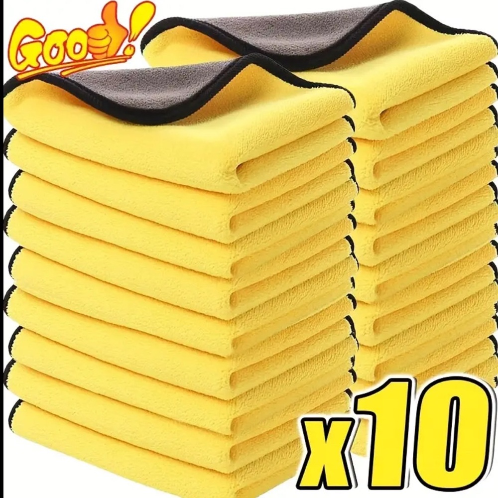 Set of 10 Yellow and Black Towels